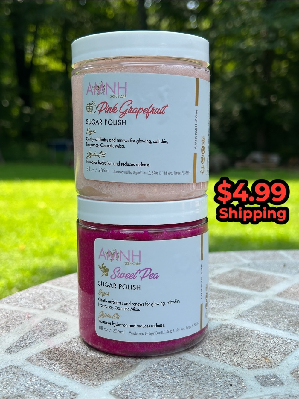 AMINNAH Sugar Polish Scrub Pink Grapefruit & Sweet Pea - Bundle of 2